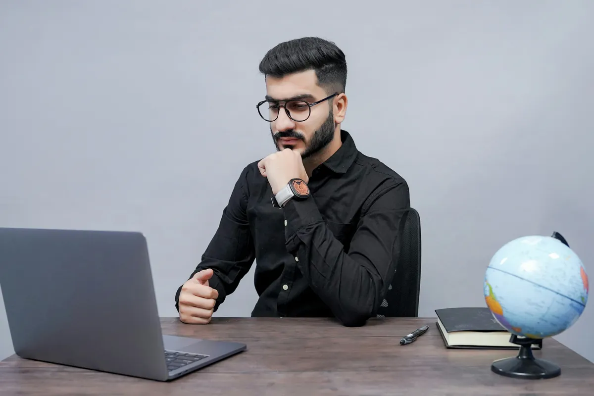 Indian business owner researching international export markets